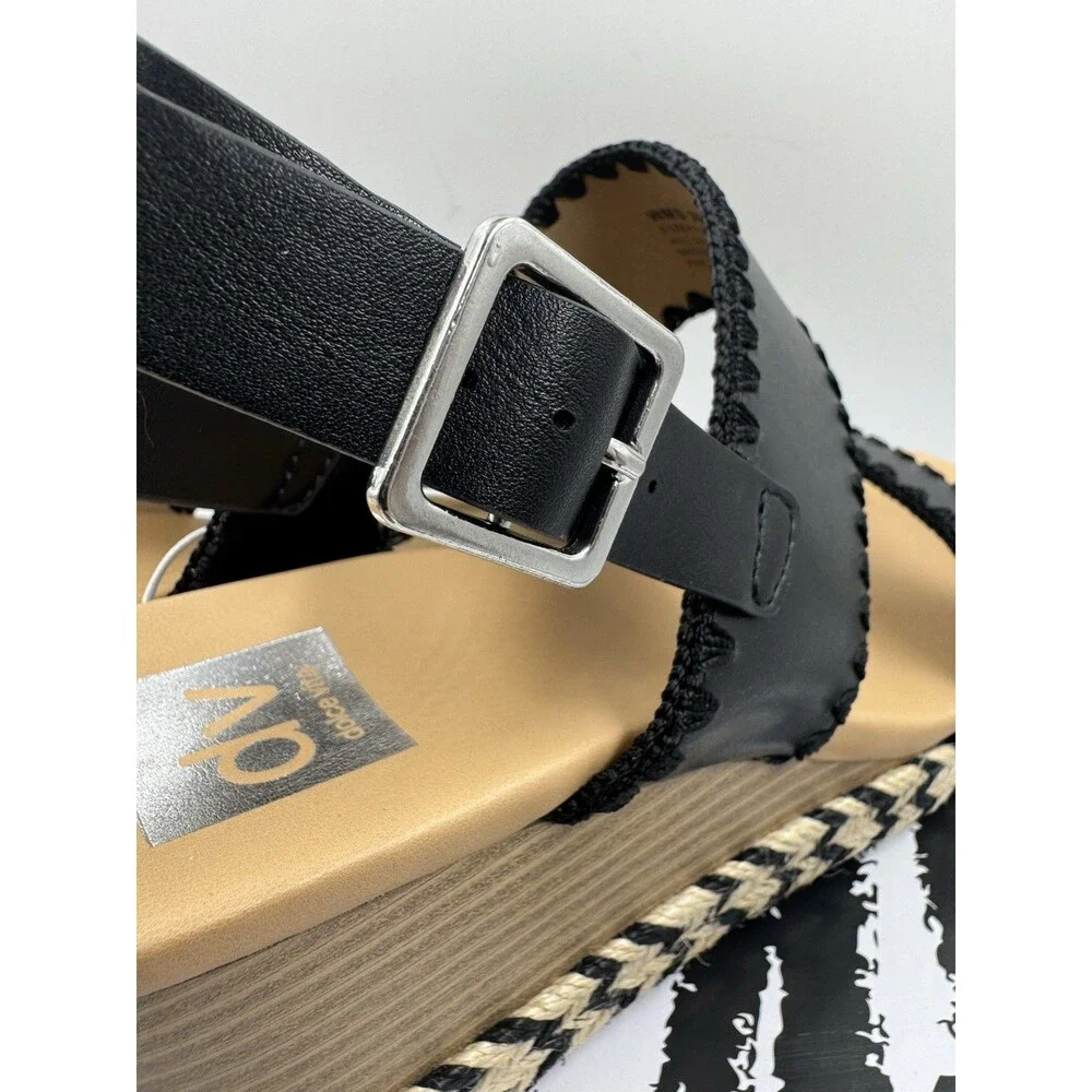 Dolce Vita Black Esmaya Espadrille Platform Wedge Sandals NEW Size 9
